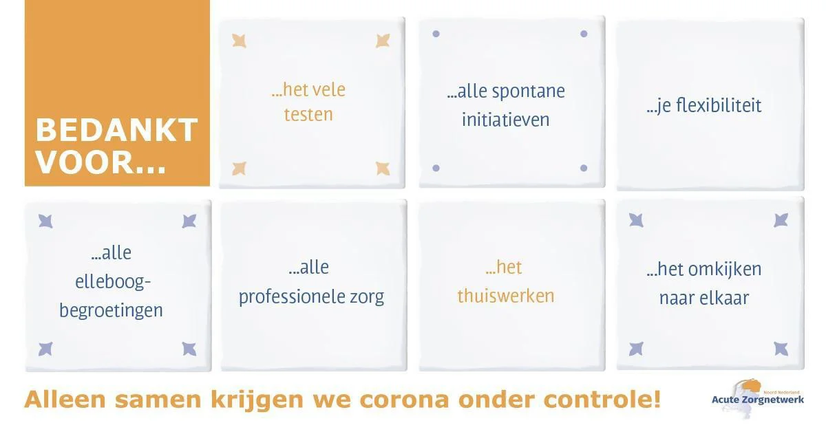 Het ROAZ Noord Nederland dankt zorgmedewerkers en inwoners van de provincies Drenthe, Groningen en Friesland